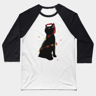 Christmas Lights Cat Baseball T-Shirt